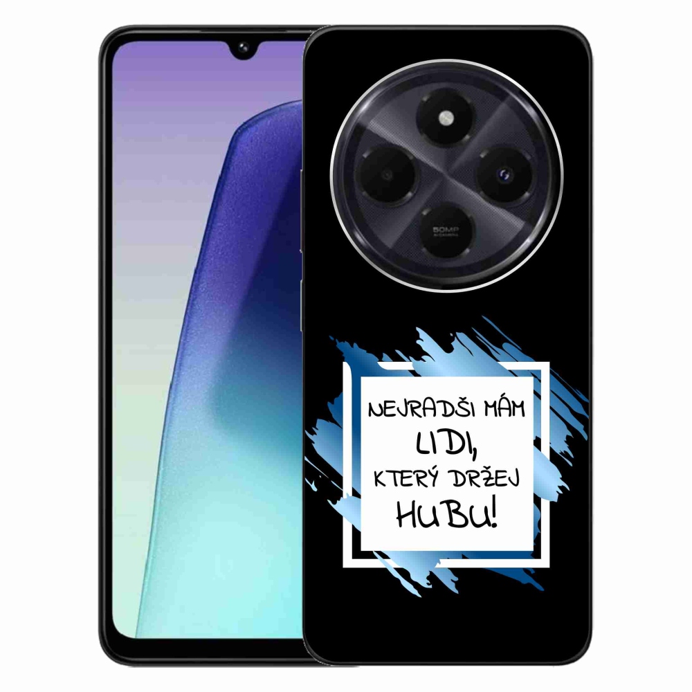 Gelový kryt mmCase na Xiaomi Redmi 14C/Poco C75 - vtipný text 7 bíločerné pozadí