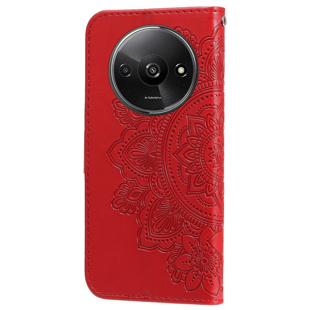 Mandala knížkové pouzdro na Xiaomi Redmi A3 - červené