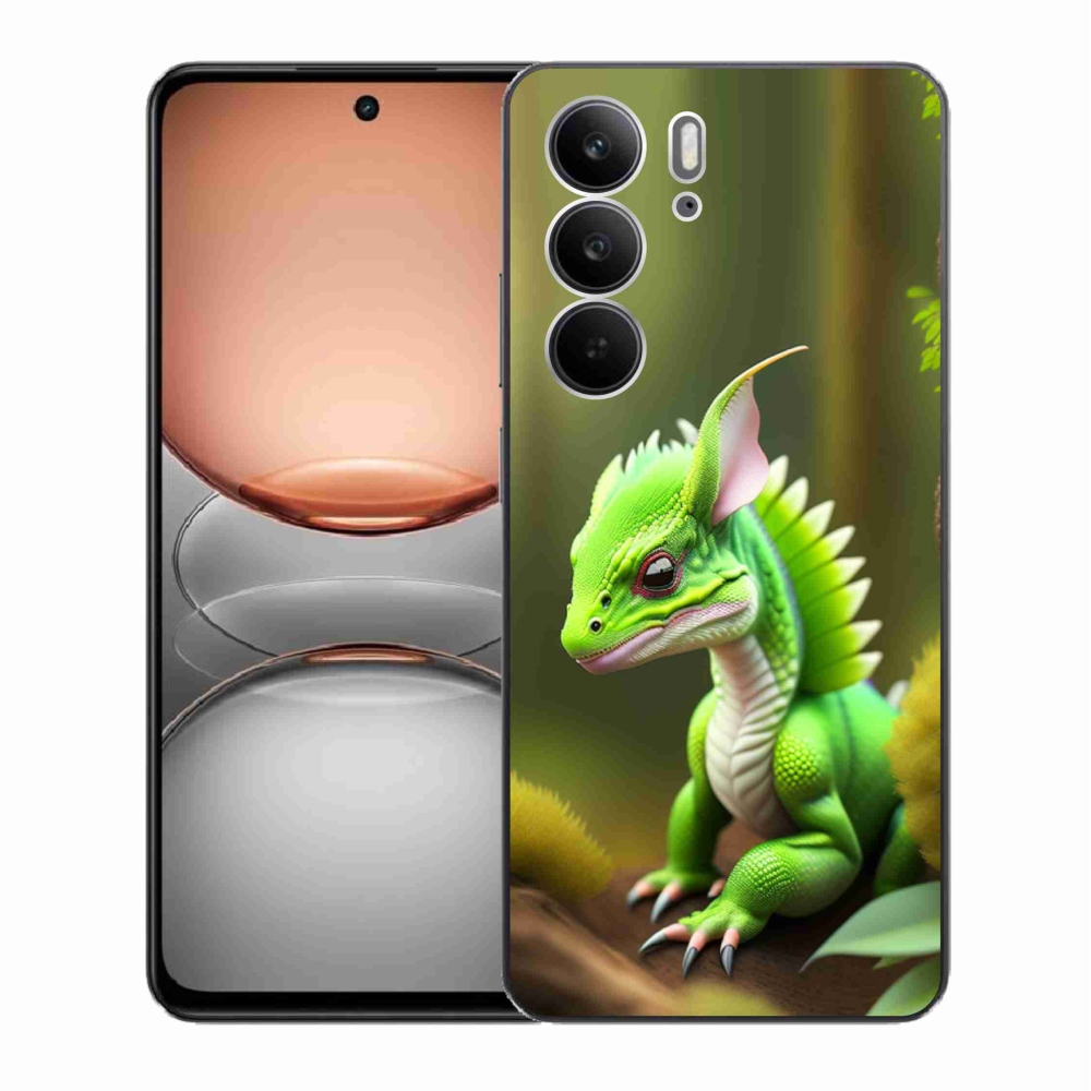 Gelový kryt mmCase na Realme C75 - zelený dráček