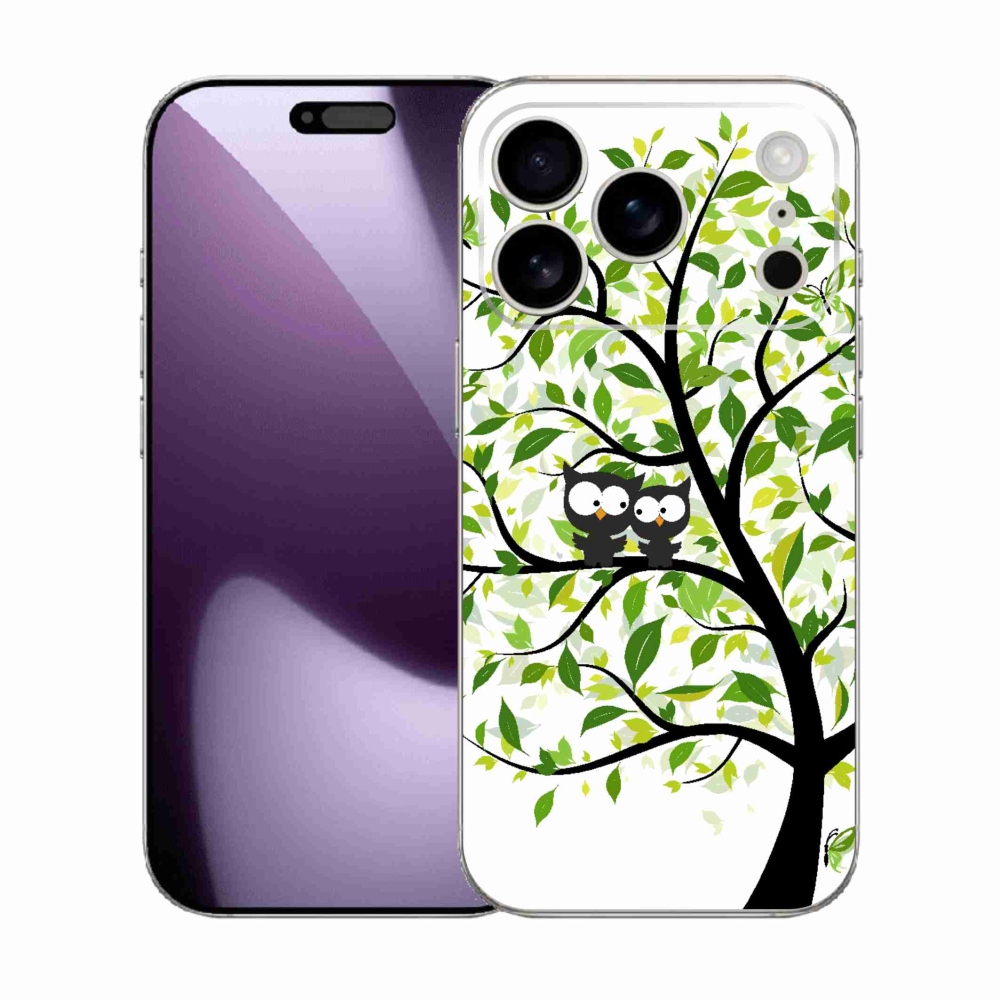 Gelový kryt mmCase na iPhone 17 Pro - sovičky na stromě