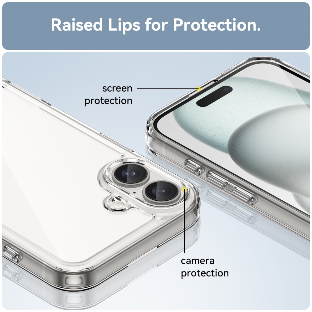 Gelový obal s pevnými zády na iPhone 16 - průhledný