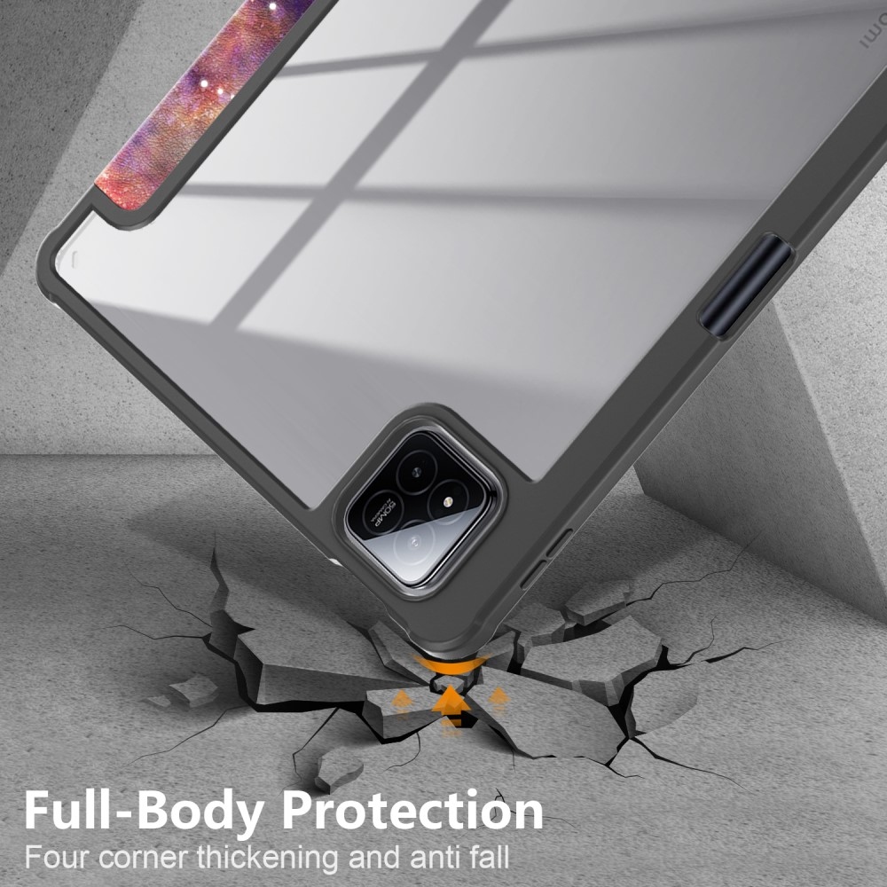 Pattern chytré polohovací pouzdro s průhlednými zády na tablet Xiaomi Pad 7/7 Pro - vesmír