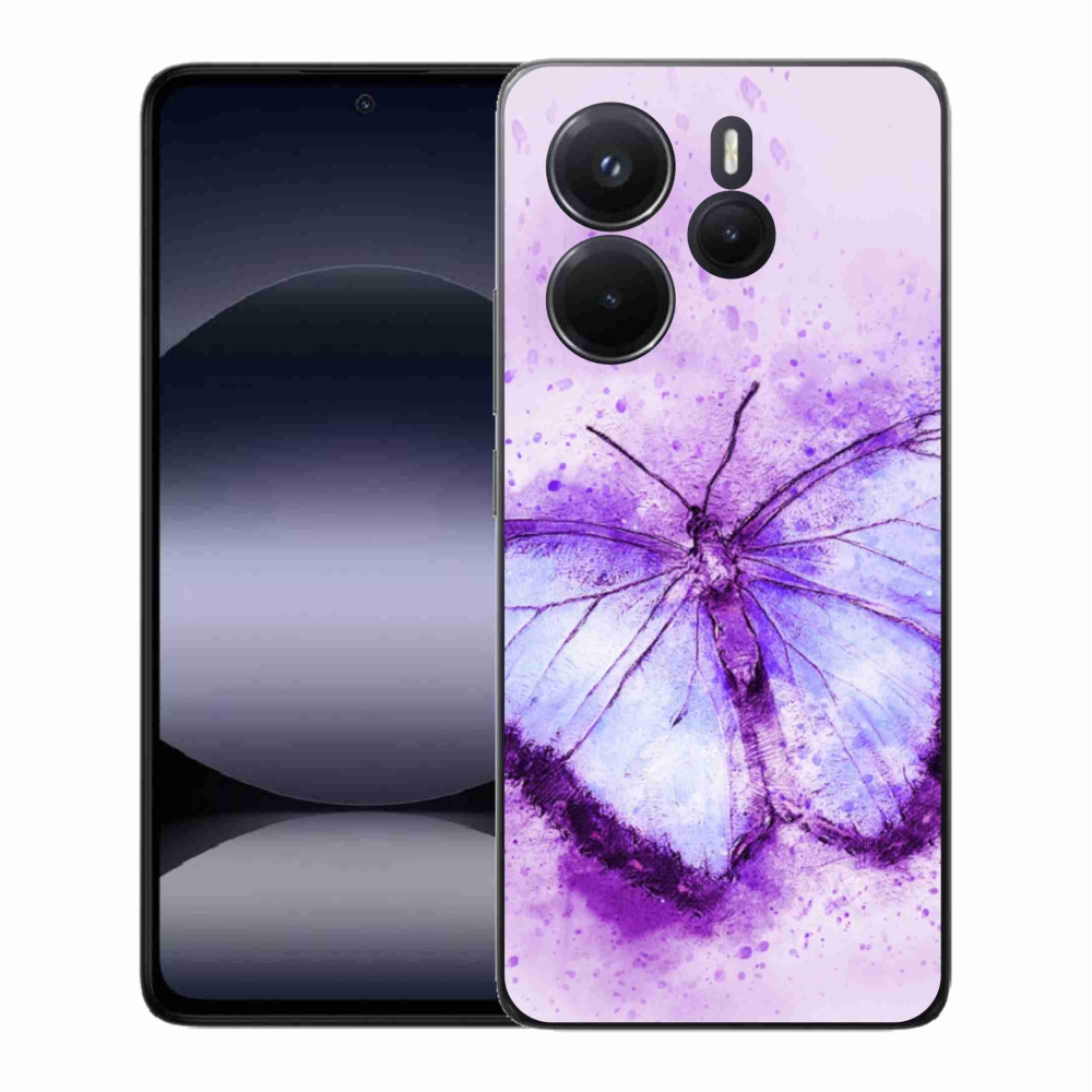 Gelový kryt mmCase na Xiaomi Redmi Note 14 - fialový motýl