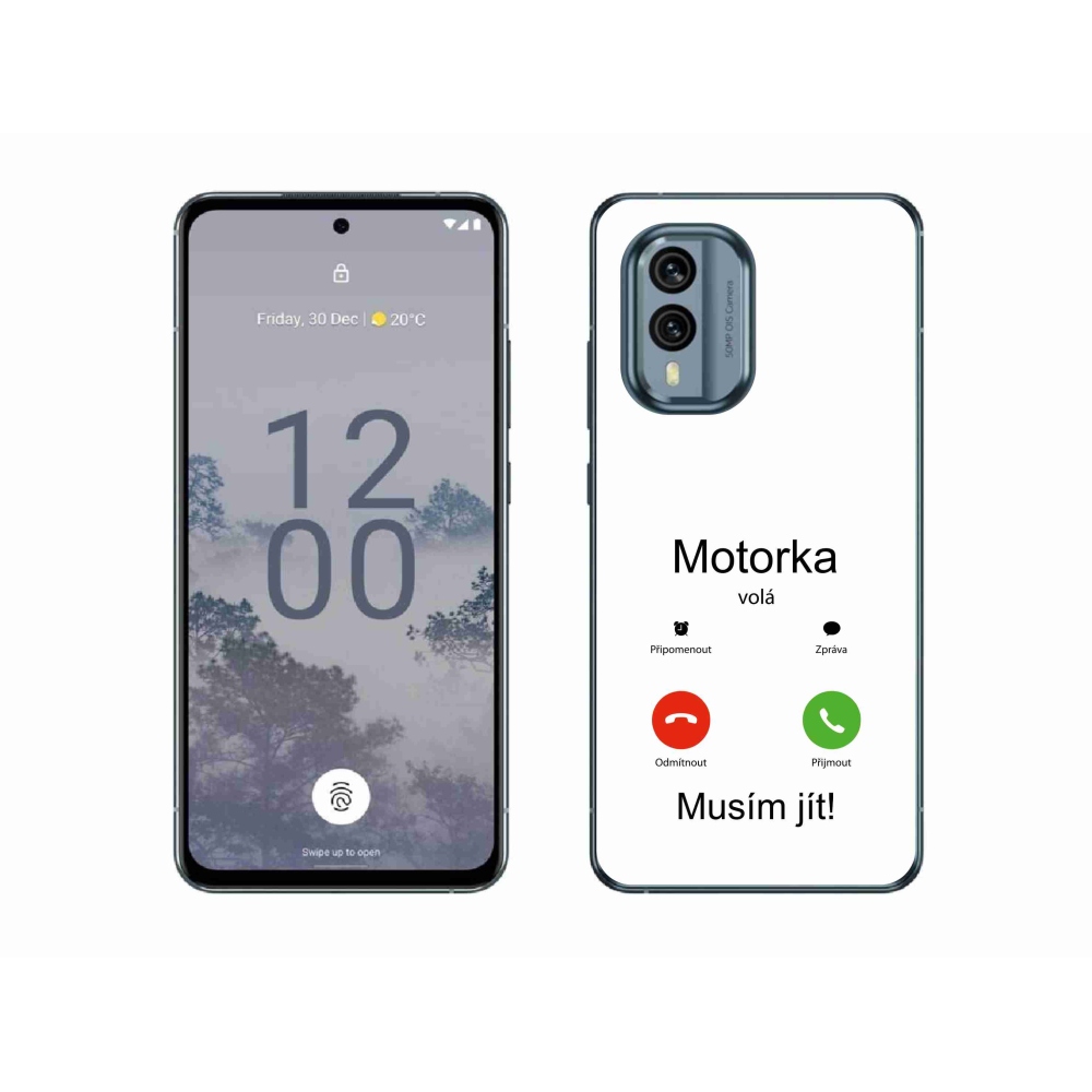 Gelový kryt mmCase na Nokia X30 5G - motorka volá bílé pozadí