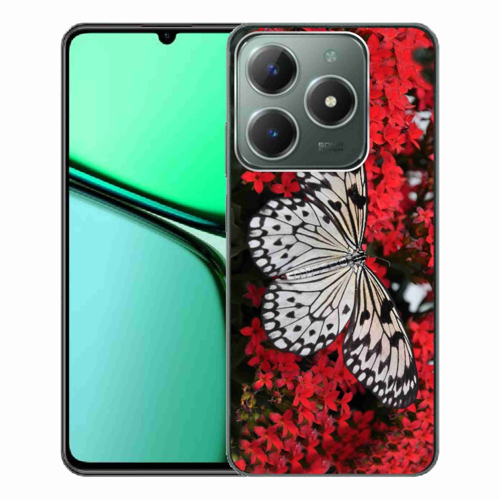 Gelový kryt mmCase na Realme C61 - černobílý motýl 1