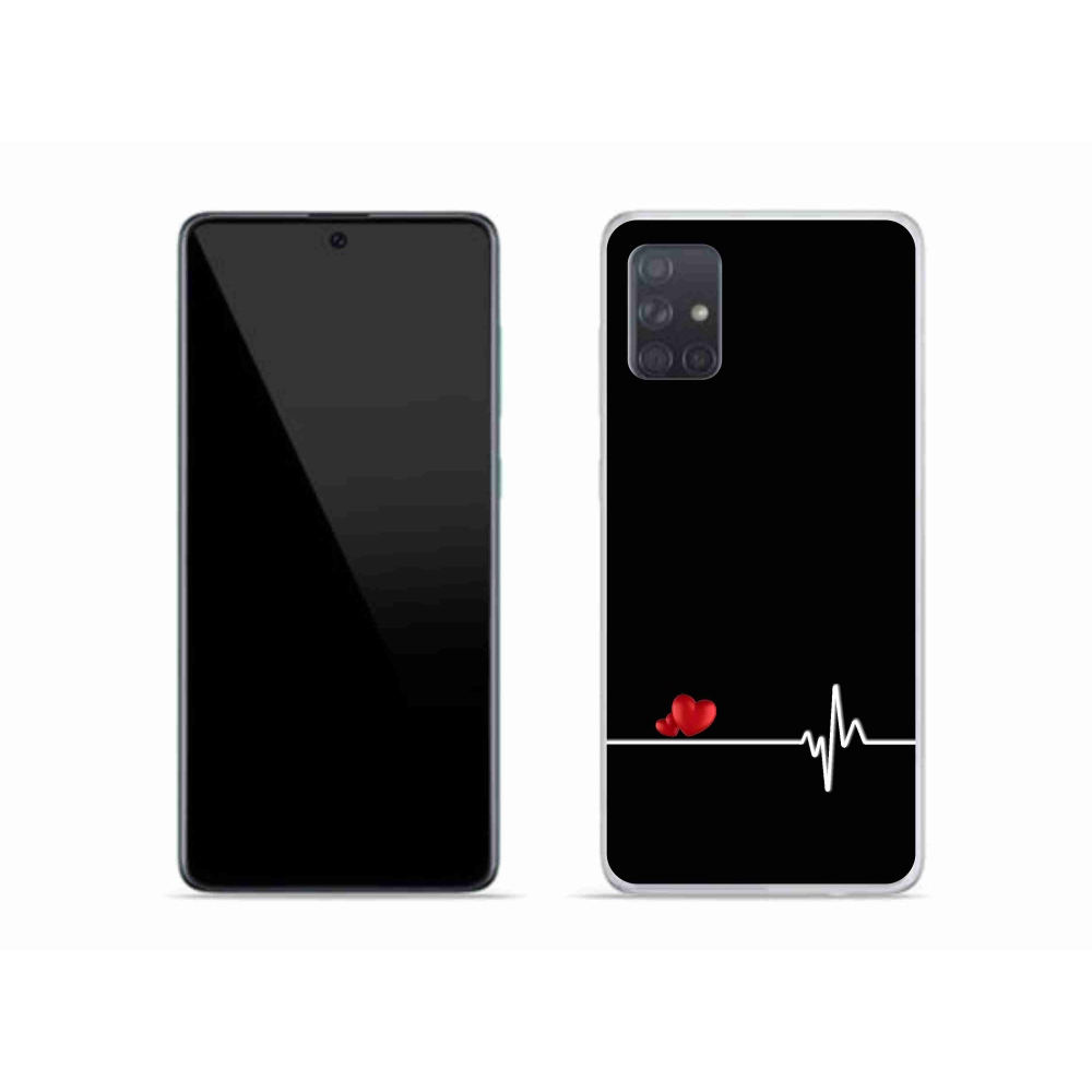 Gelový kryt mmCase na Samsung Galaxy A51 - srdce a tep černé pozadí
