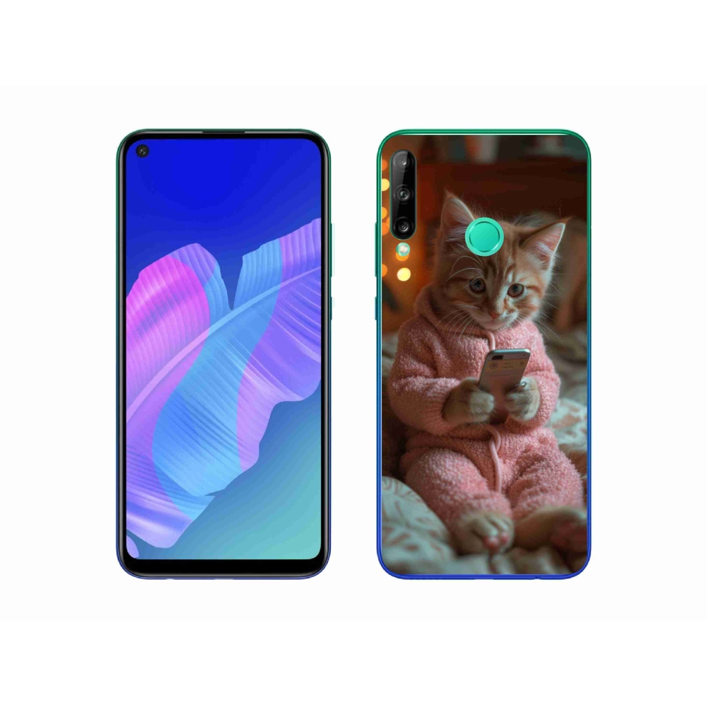 Gelový kryt mmCase na Huawei P40 Lite E - kotě s mobilem