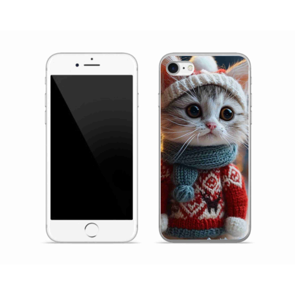 Gelový kryt mmCase na iPhone SE (2020) - kotě ve svetru