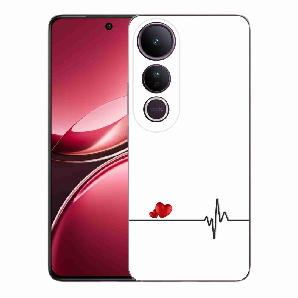 Gelový kryt mmCase na Vivo V50 Lite 4G/5G - srdce a tep bílé pozadí