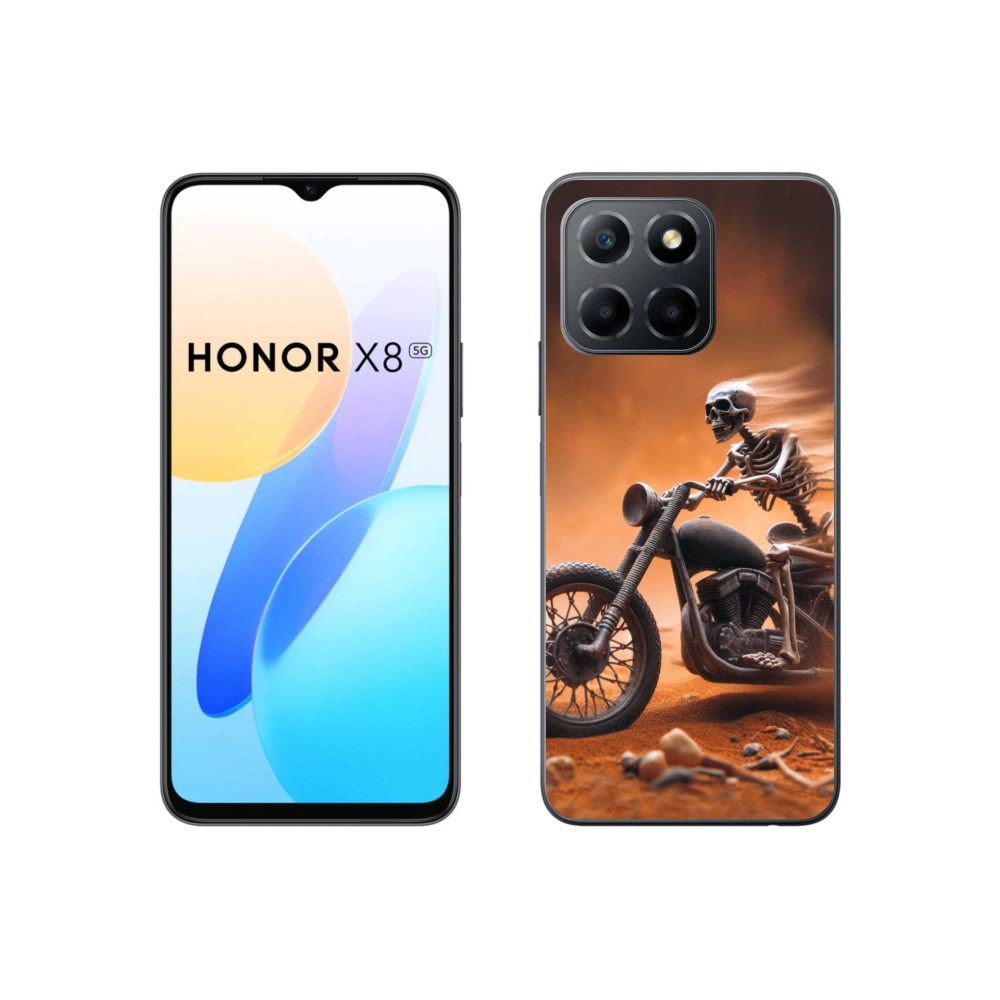 Gelový kryt mmCase na Honor X8 5G/70 Lite 5G - kostra na motorce