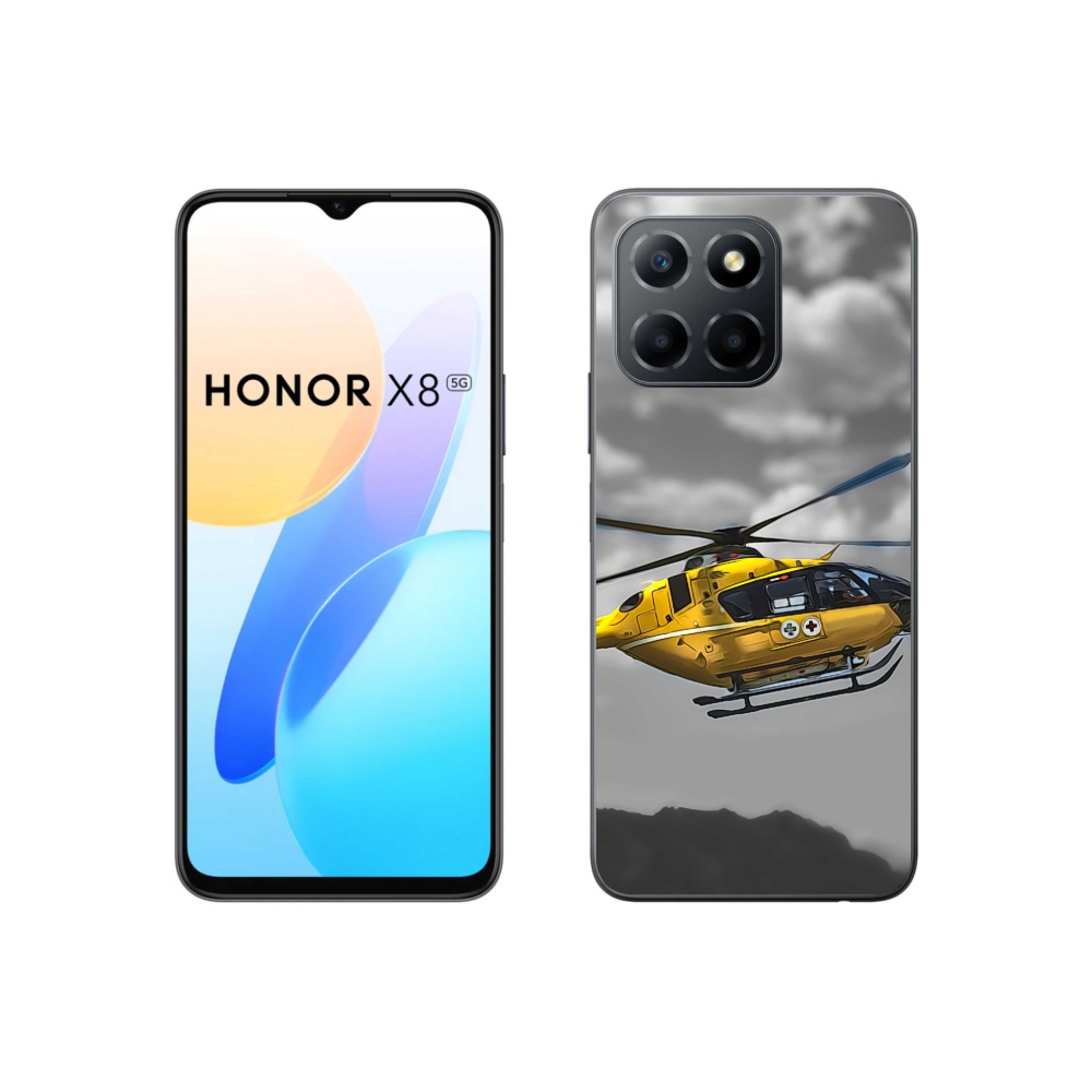 Gelový kryt mmCase na Honor X8 5G/70 Lite 5G - žlutá helikoptéra