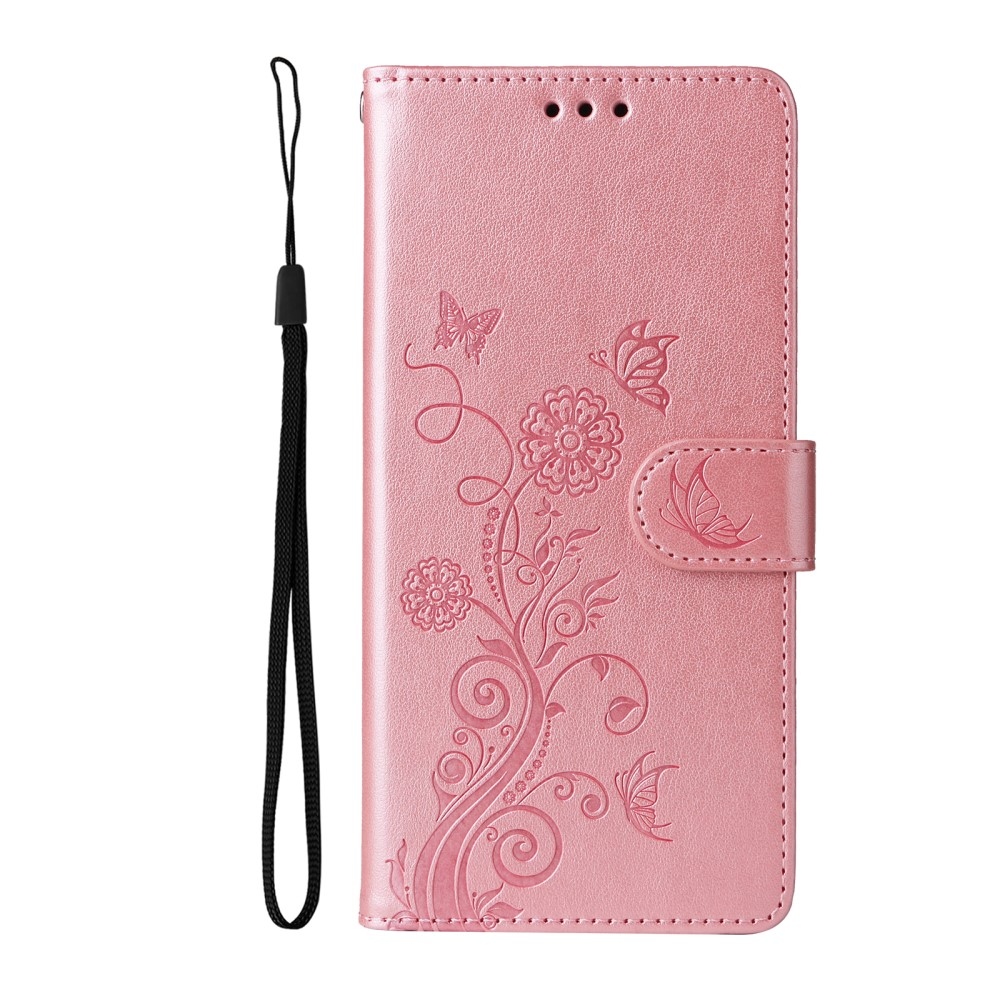 Flowery knížkové pouzdro na iPhone 16e - růžové