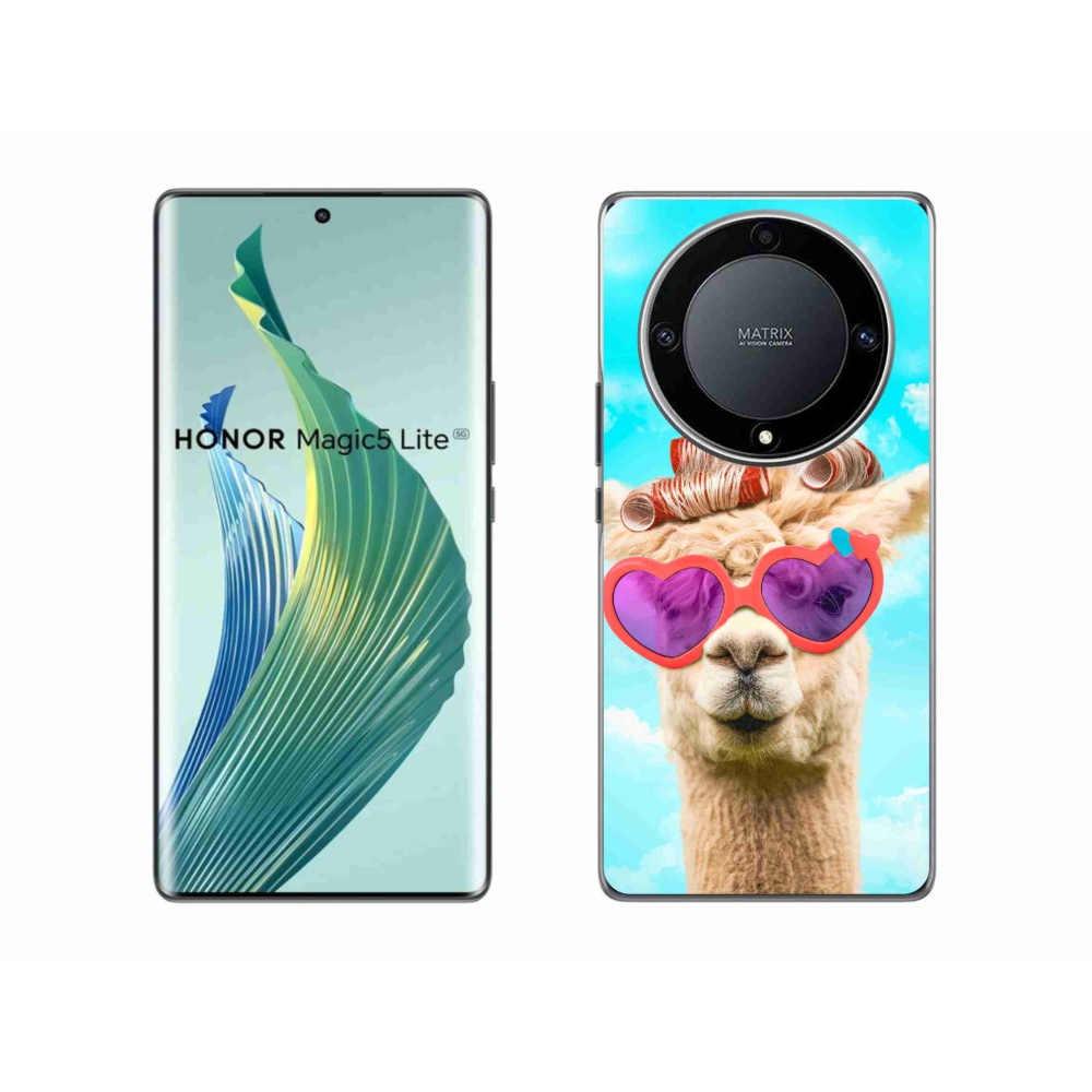 Gelový kryt mmCase na Honor Magic 5 Lite 5G - lama s brýlemi