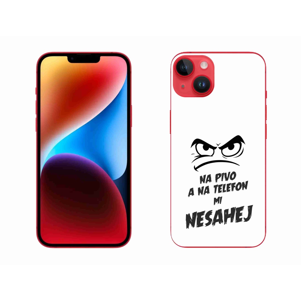Gelový kryt mmCase na iPhone 14 Plus - pivní motiv 2 bílé pozadí