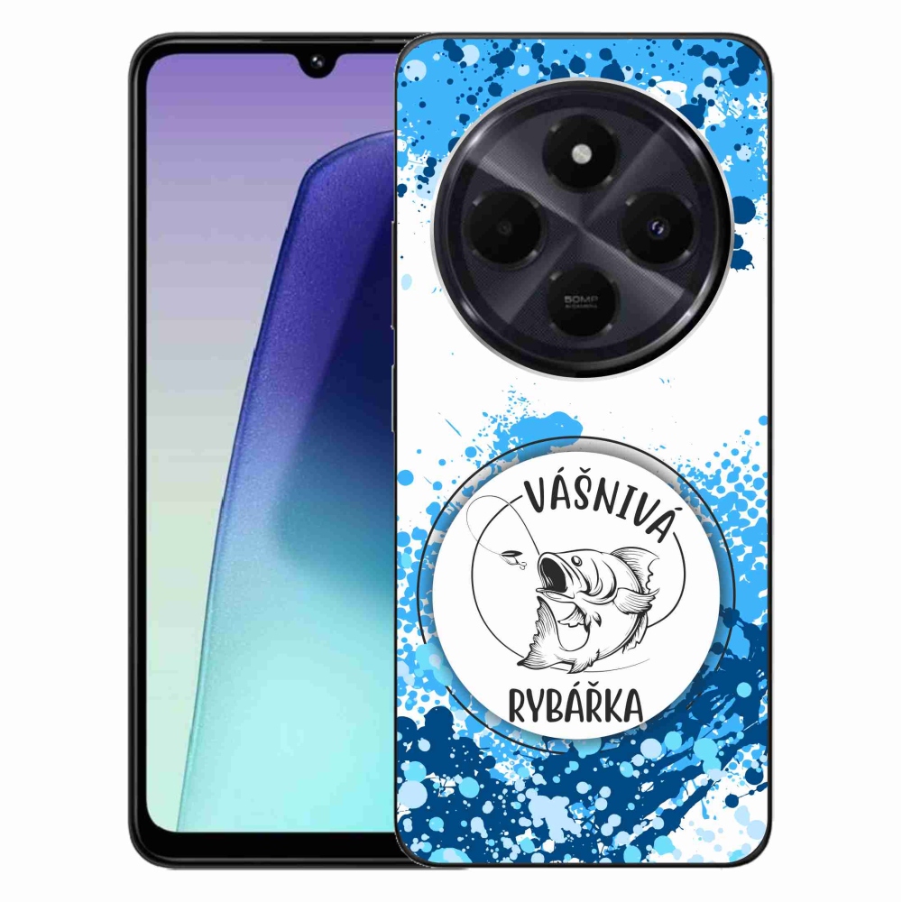 Gelový kryt mmCase na Xiaomi Redmi 14C/Poco C75 - vášnivá rybářka bílé pozadí