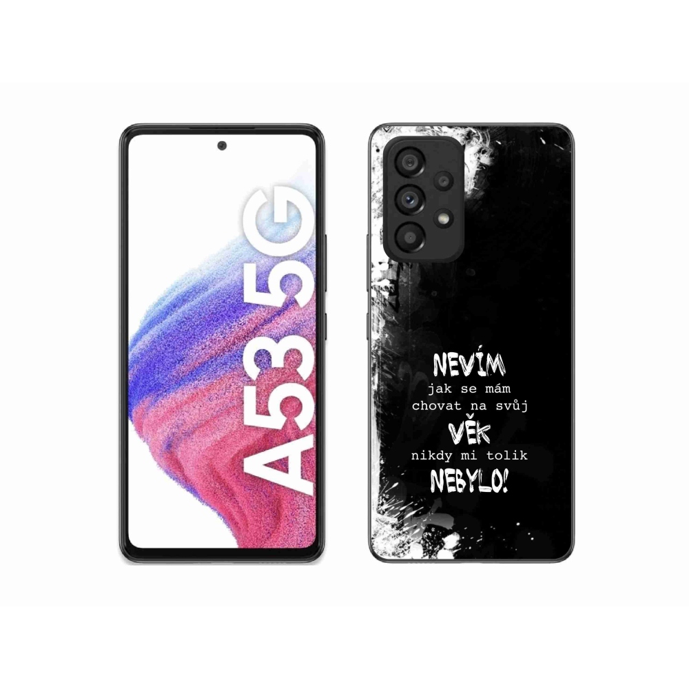 Gelový kryt mmCase na Samsung Galaxy A53 5G - vtipný text 14 černé pozadí