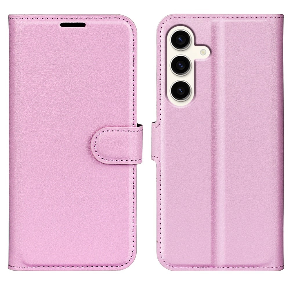 Litchi knížkové pouzdro na Samsung Galaxy S24+ - růžové