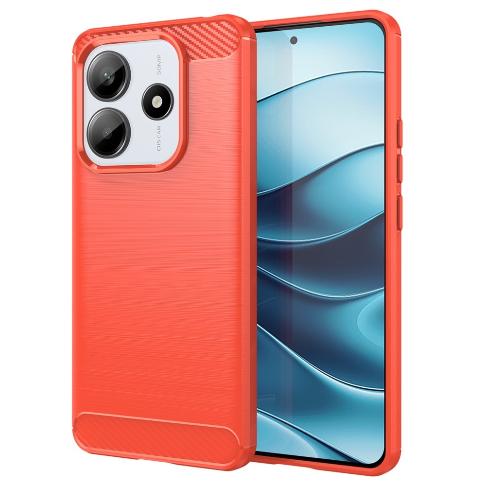 Carbon odolný gelový obal na Xiaomi Redmi Note 14 5G - červený