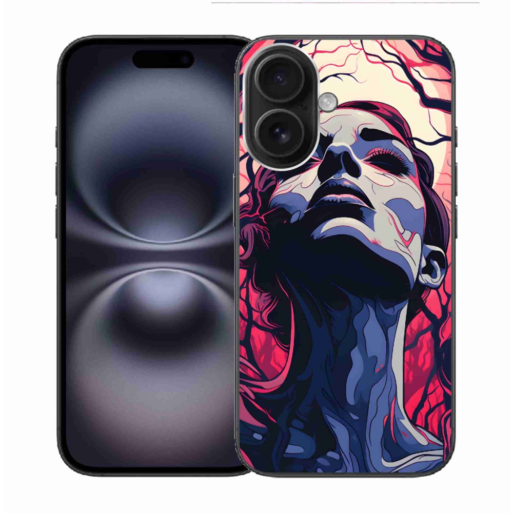 Gelový kryt mmCase na iPhone 16 - abstraktní obličej
