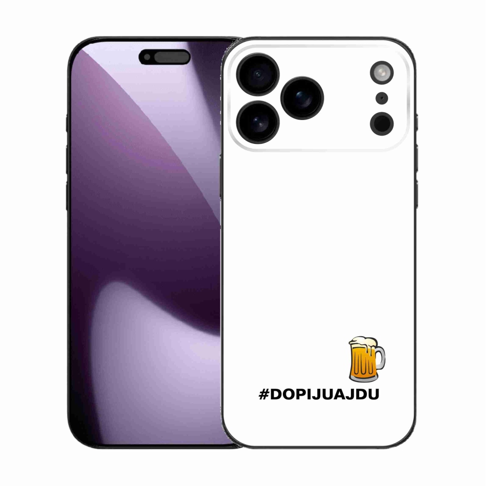 Gelový kryt mmCase na iPhone 17 Pro Max - pivní motiv 1 bílé pozadí