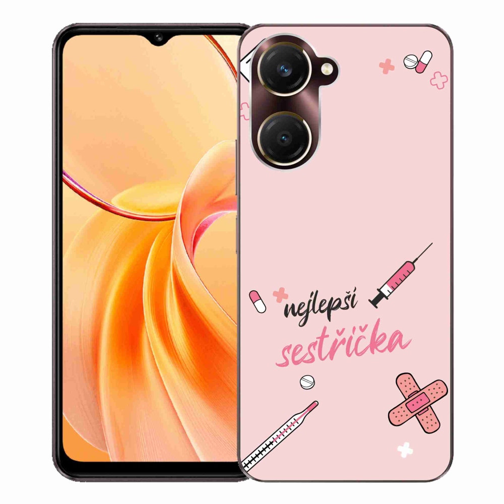 Gelový kryt mmCase na Vivo Y28s 5G - nejlepší sestřička růžové pozadí