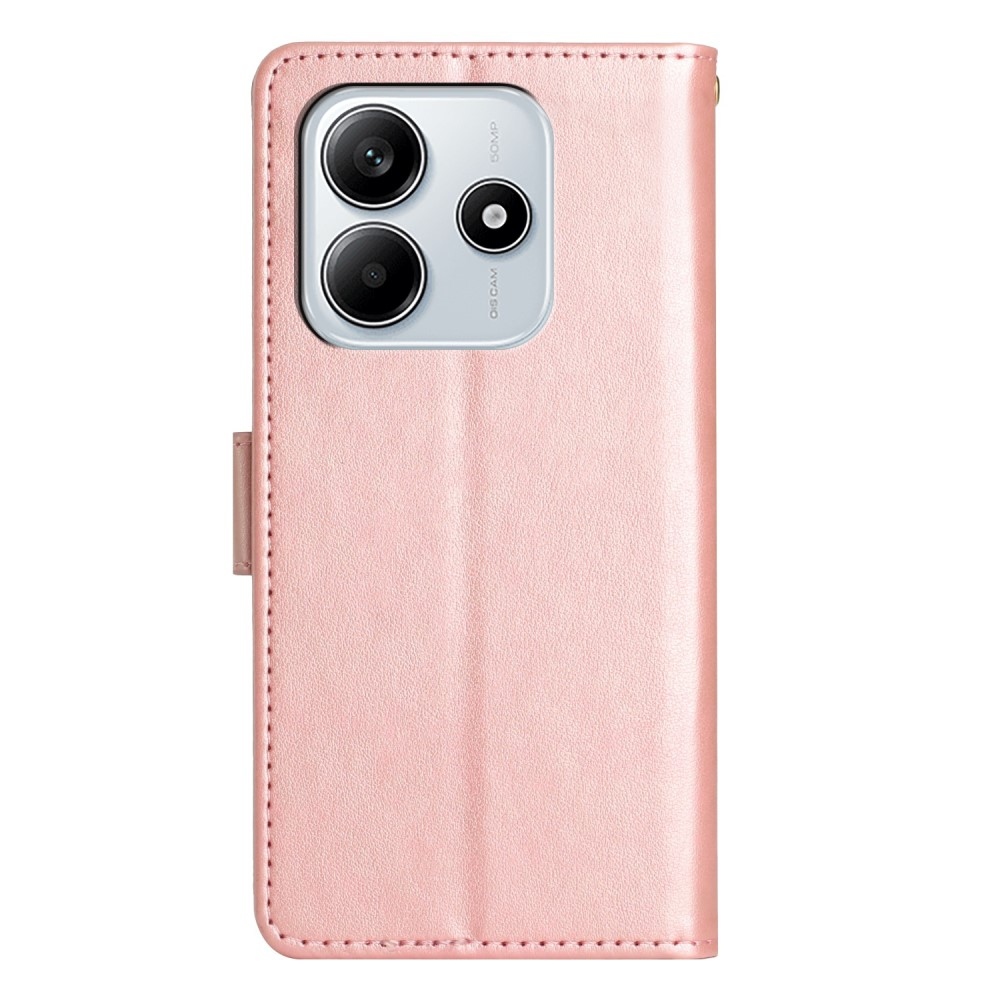Flowers knížkové pouzdro na Xiaomi Redmi Note 14 5G - růžovozlaté