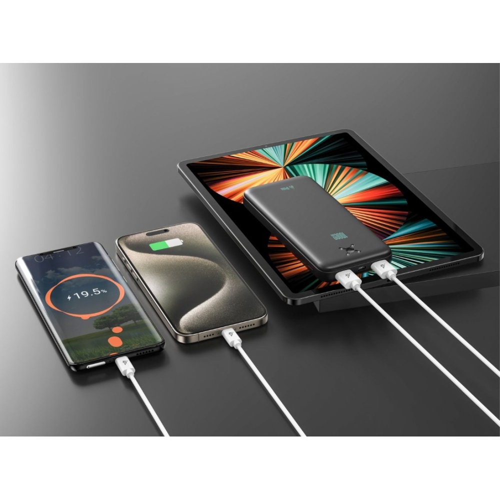 iPEAX Powerbanka 10 000 mAh 10,5W, 2xUSB-A - černá