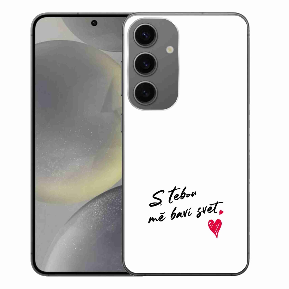 Gelový kryt mmCase na Samsung Galaxy S24+ - zamilovaný text 1 bílé pozadí