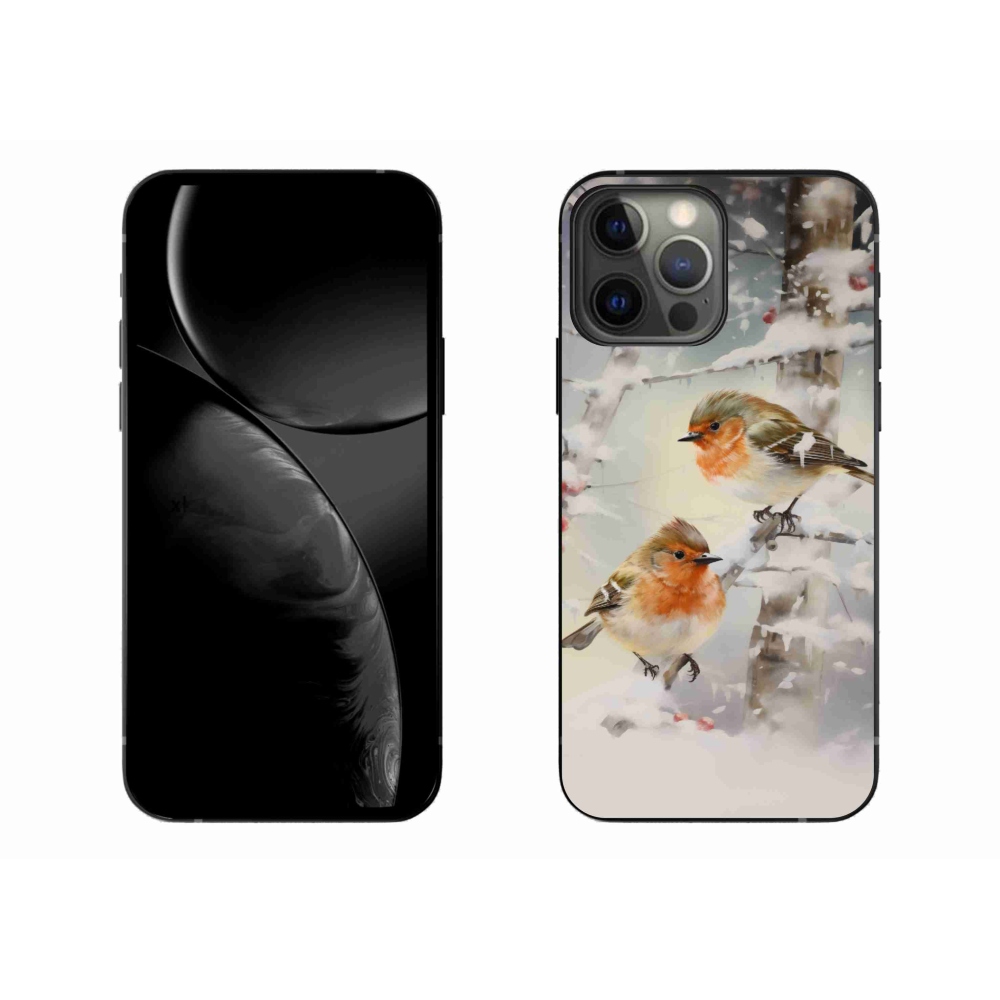 Gelový kryt mmCase na iPhone 13 Pro Max - ptáčci v zimě