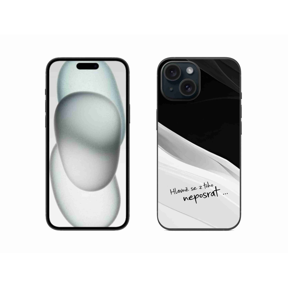 Gelový kryt mmCase na iPhone 15 - vtipný text 13 bíločerné pozadí