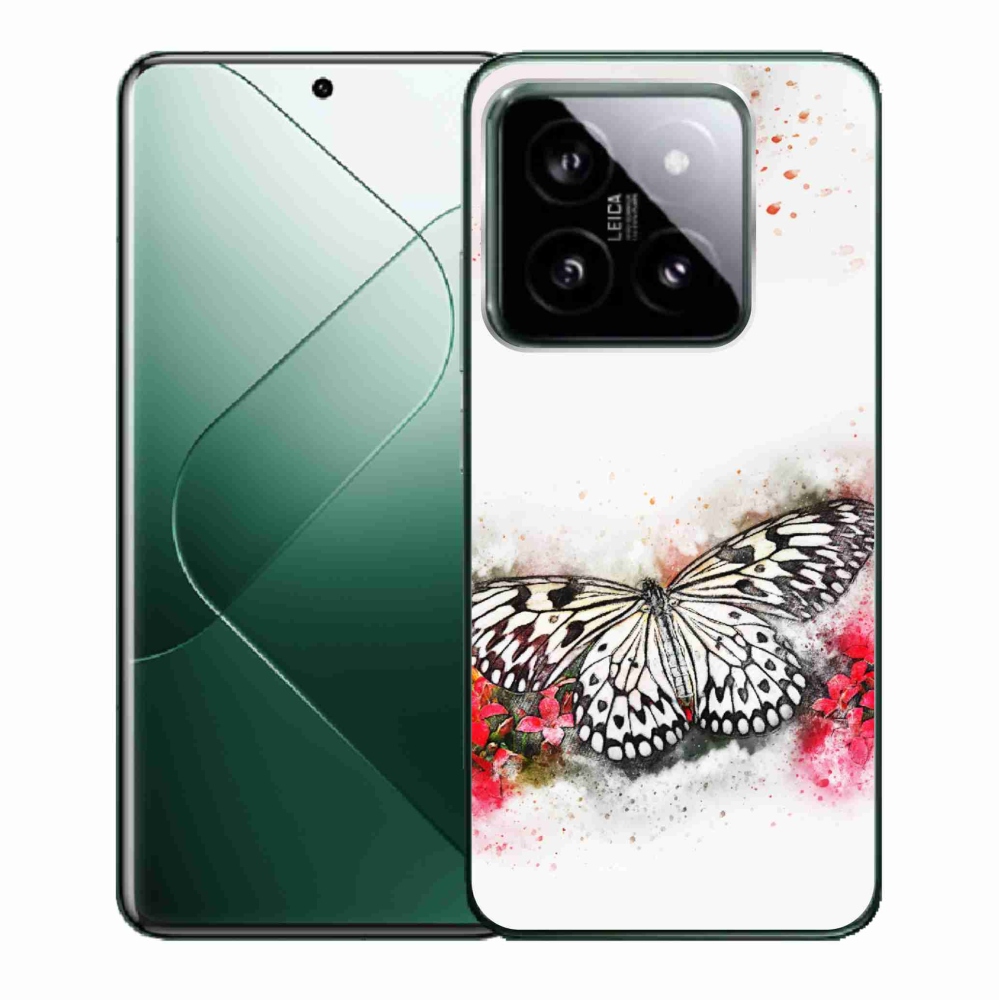 Gelový kryt mmCase na Xiaomi 14 - černobílý motýl