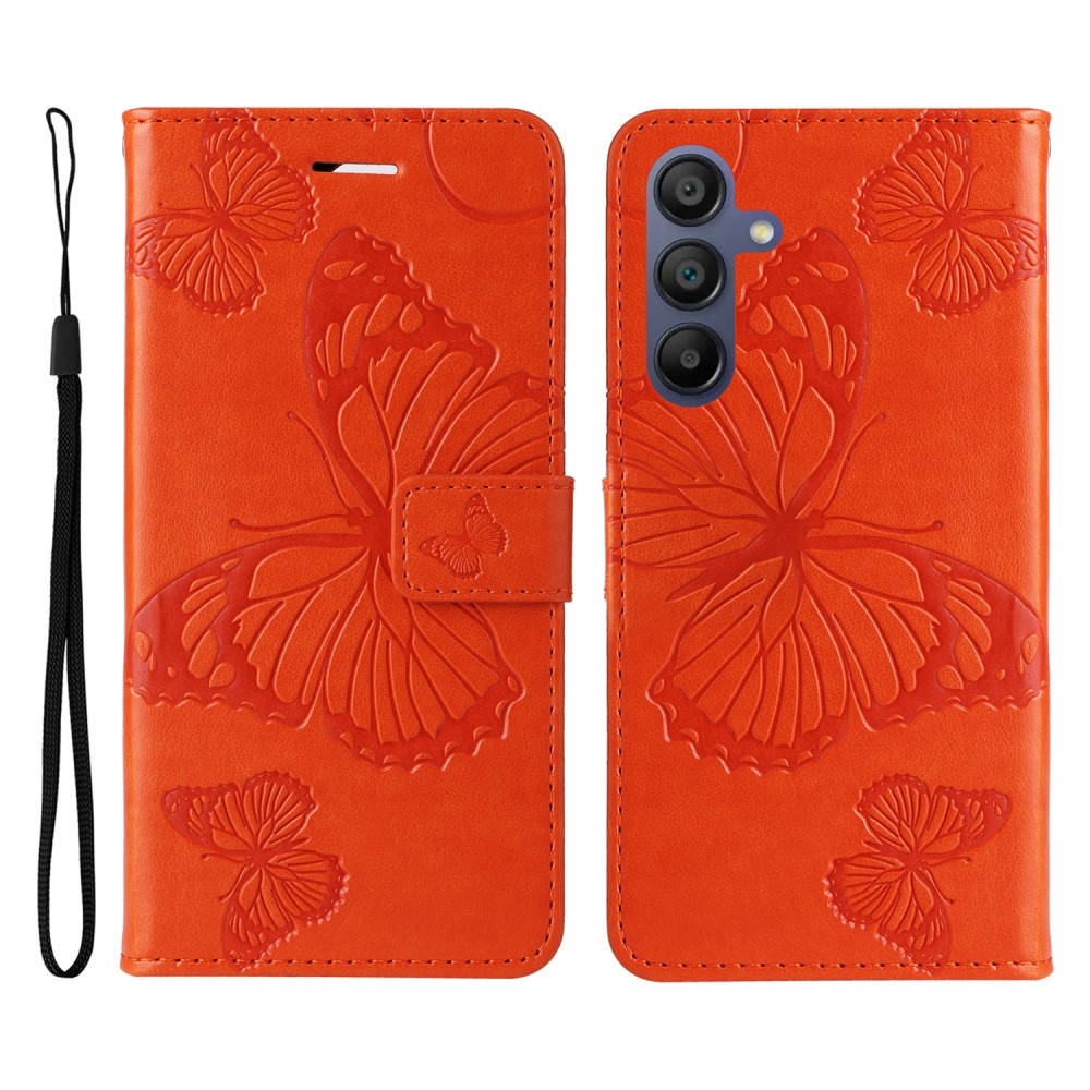 Big Butterfly knížkové pouzdro na Samsung Galaxy A16 4G/5G/A26 5G - oranžové