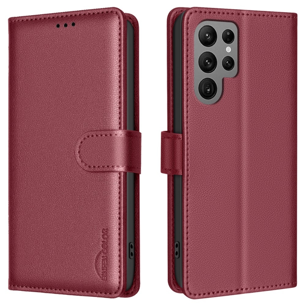 BINFEN knížkové pouzdro na Samsung Galaxy S25 Ultra - červené