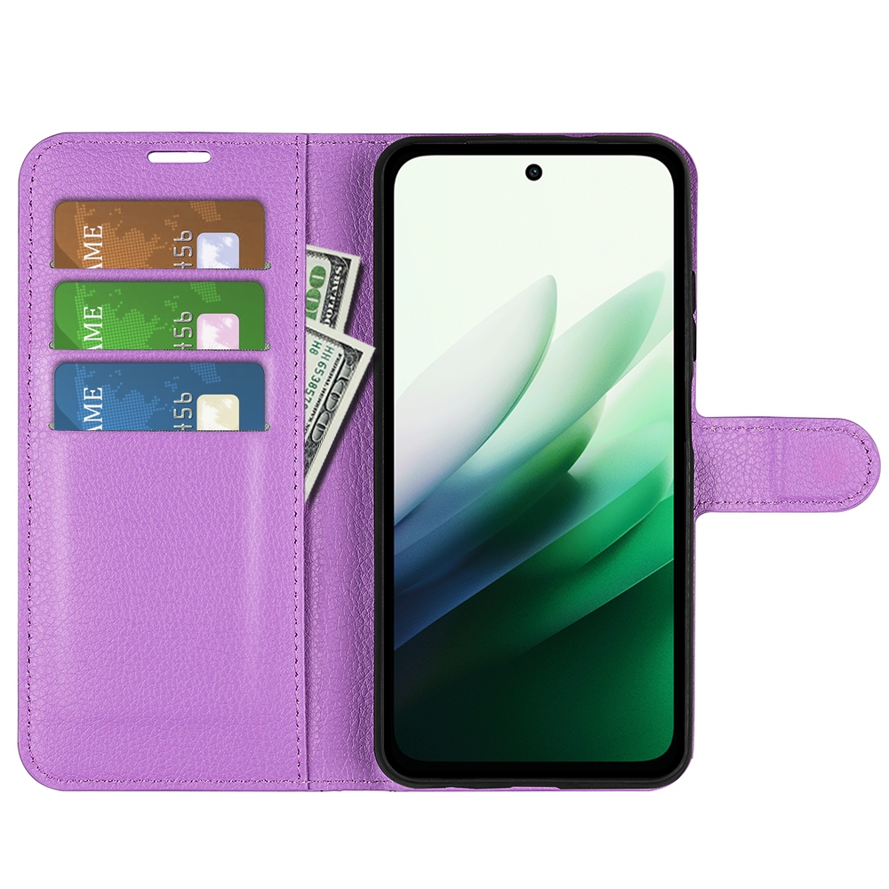 Litchi knížkové pouzdro na Xiaomi Redmi 15 4G/5G (171mm) - fialové
