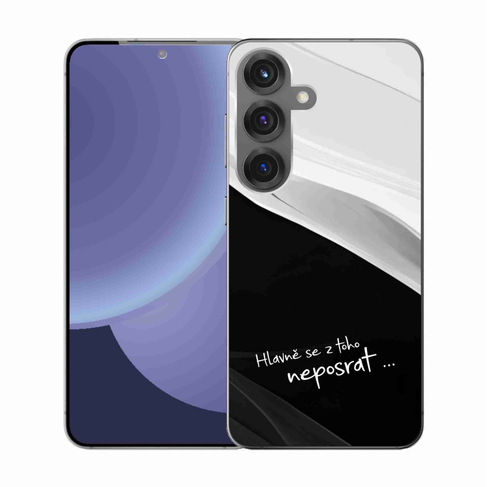 Gelový kryt mmCase na Samsung Galaxy S25 - vtipný text 13 černobílé pozadí