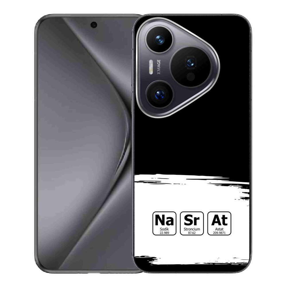 Gelový kryt mmCase na Huawei Pura 70 Pro - chemické prvky bíločerné pozadí