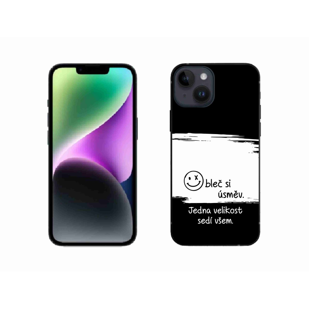 Gelový kryt mmCase na iPhone 14 - vtipný text 8 bíločerné pozadí