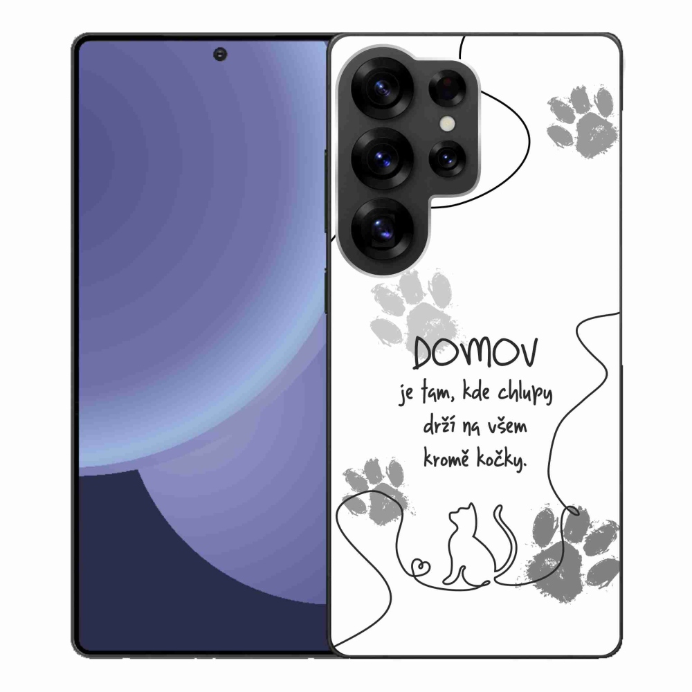 Gelový kryt mmCase na Samsung Galaxy S25 Ultra - kočičí motiv bílé pozadí