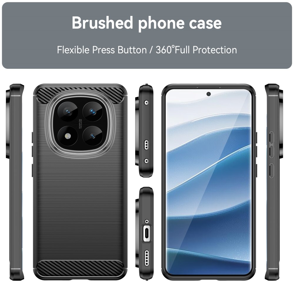 Carbon odolný gelový obal na Xiaomi Redmi Note 14 Pro+ 5G - černý