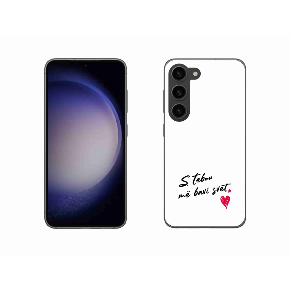 Gelový kryt mmCase na Samsung Galaxy S23 5G - zamilovaný text 1 bílé pozadí