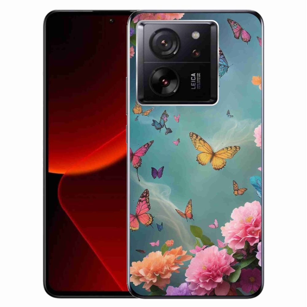 Gelový kryt mmCase na Xiaomi 13T/13T Pro - barevné květy a motýli