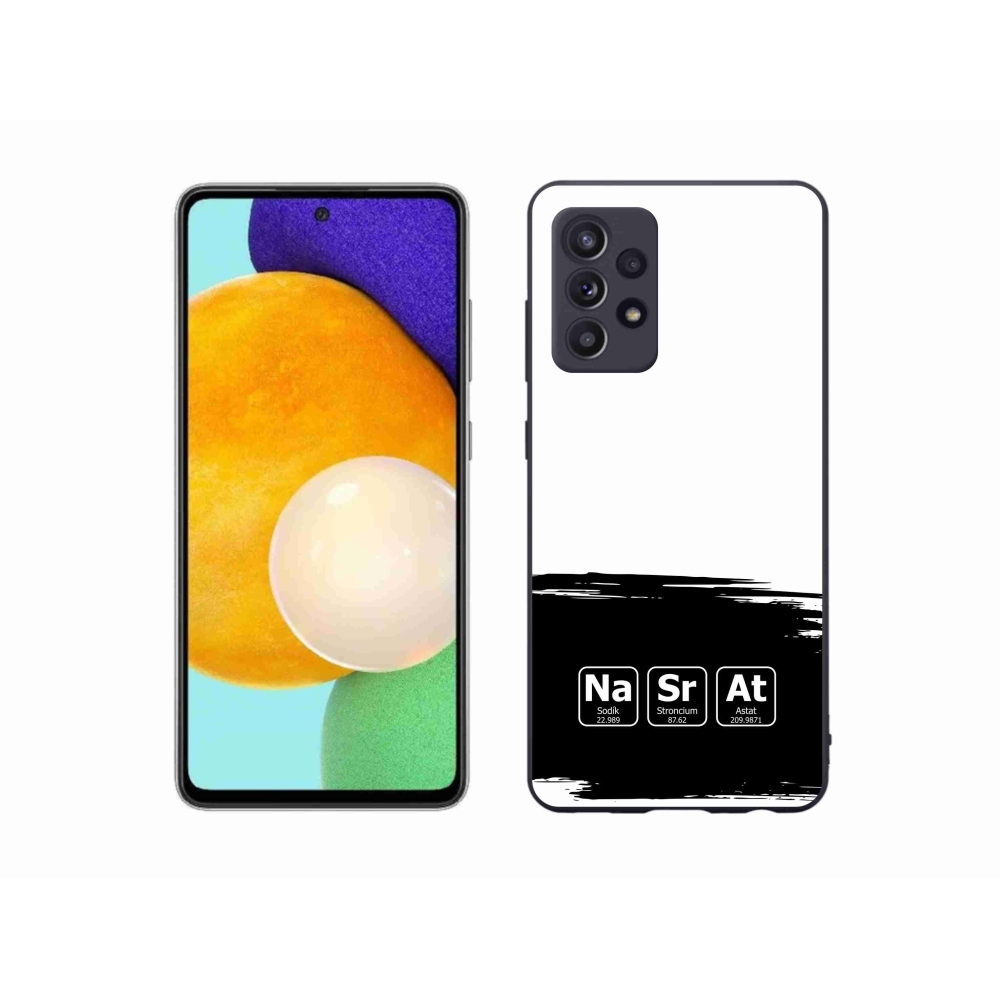 Gelový kryt mmCase na Samsung Galaxy A52s 5G - chemické prvky černobílé pozadí