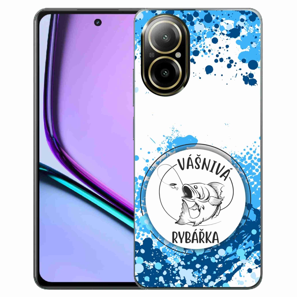 Gelový kryt mmCase na Realme C67 - vášnivá rybářka bílé pozadí