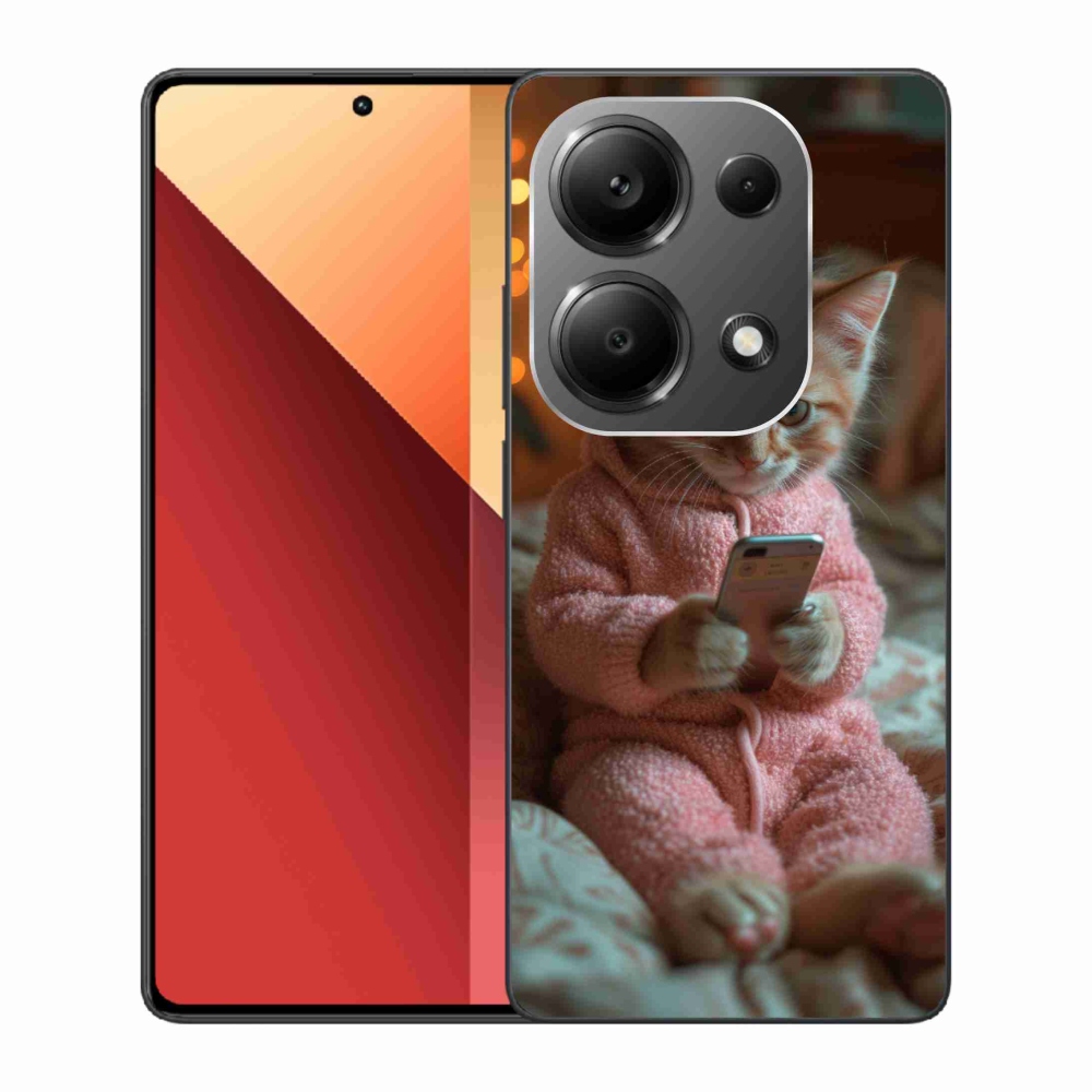 Gelový kryt mmCase na Xiaomi Redmi Note 13 Pro 4G/Poco M6 Pro - kotě s mobilem