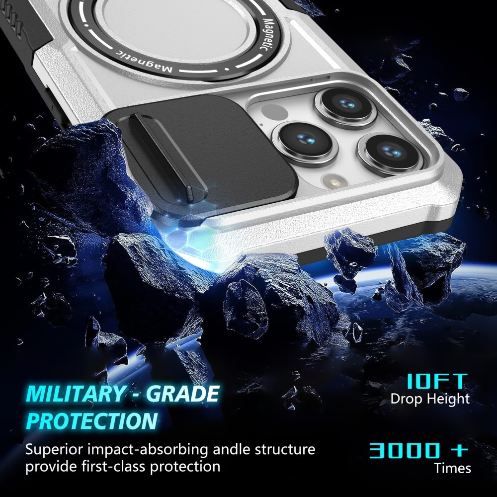 Military odolný kryt s MagSafe na iPhone 14 Pro Max - černý/bílý