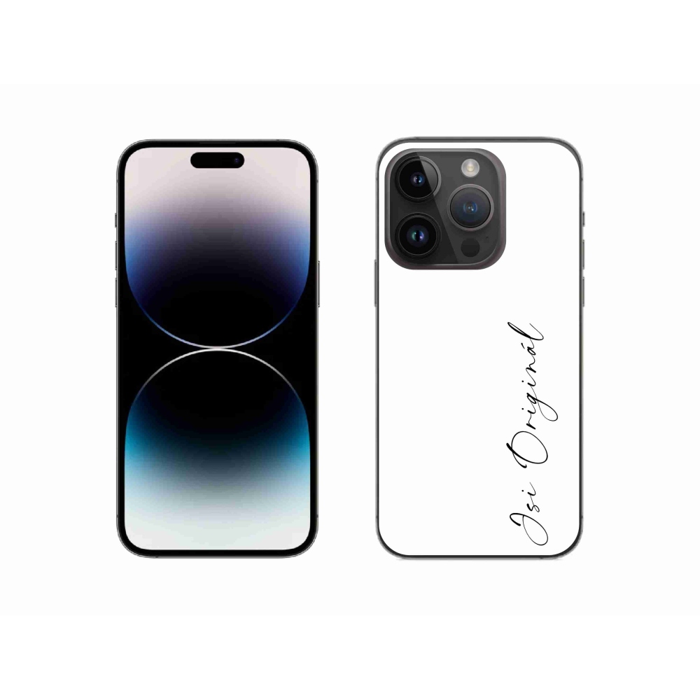 Gelový kryt mmCase na iPhone 14 Pro 6.1 - jsi originál bílé pozadí