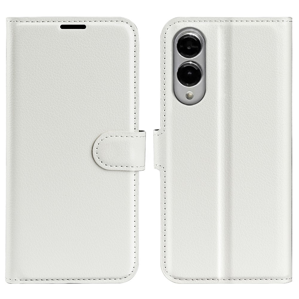 Litchi knížkové pouzdro na Samsung Galaxy S25 Edge - bílé