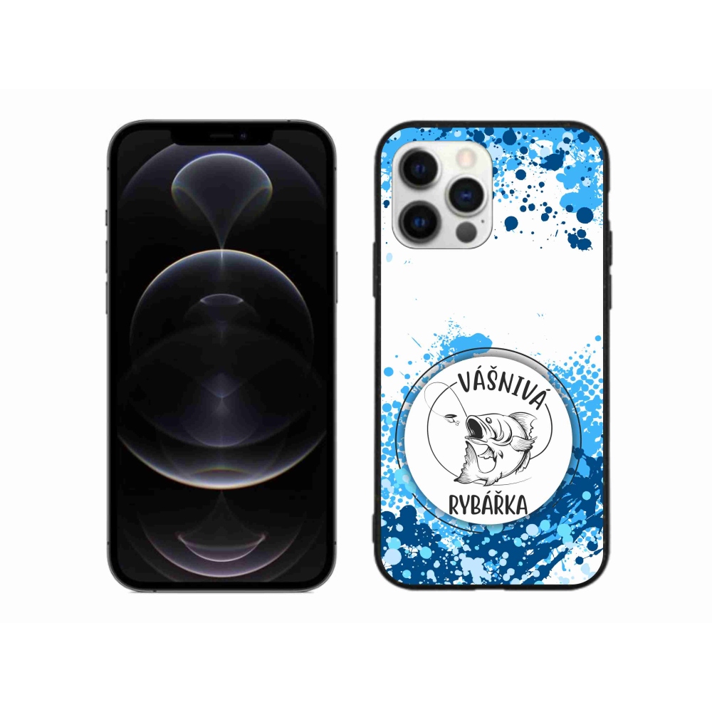 Gelový kryt mmCase na iPhone 12 Pro Max - vášnivá rybářka bílé pozadí