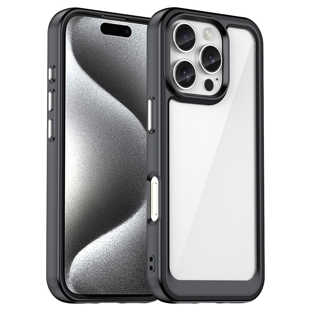 Gelový obal s pevnými zády na iPhone 16 Pro - černý