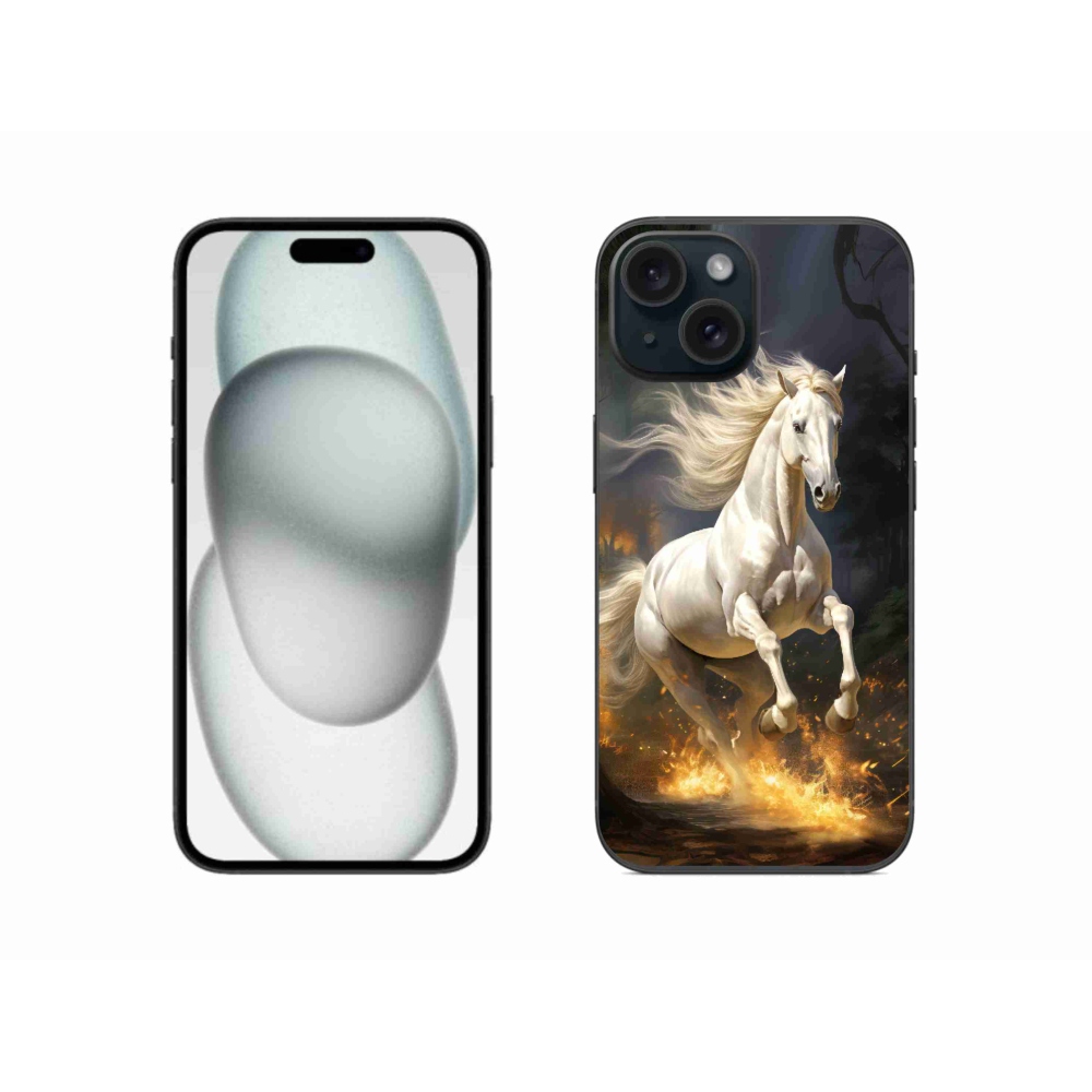 Gelový kryt mmCase na iPhone 15 - bílý kůň 2